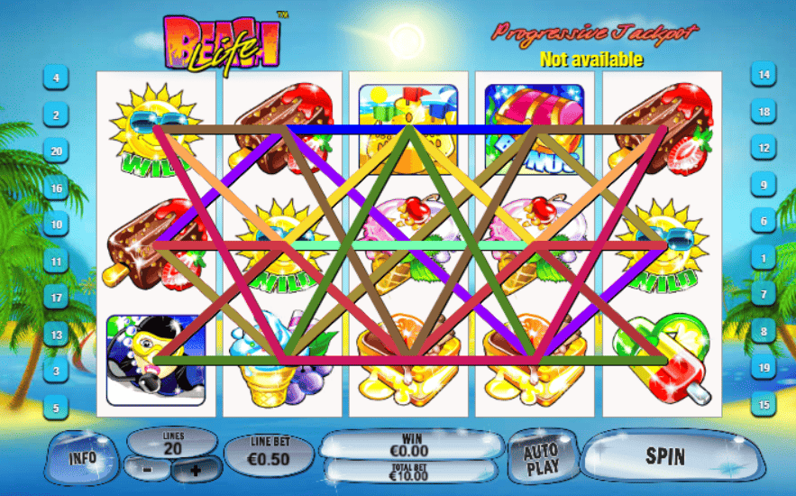 Beach Life Slot Game 20 lines bets