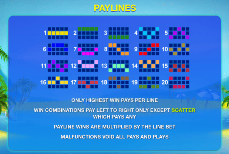 Beach Life Slot Game Paylines