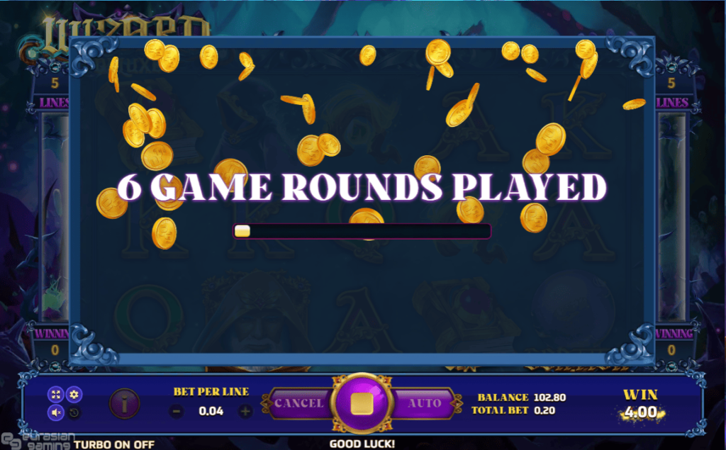 Wizard Delue Slot Game 6 Game Rounds play features