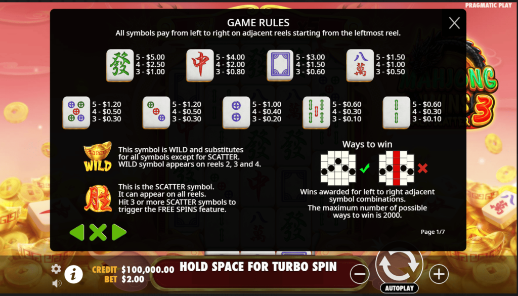 Mah Jong Wins 3 Slot Game Overview